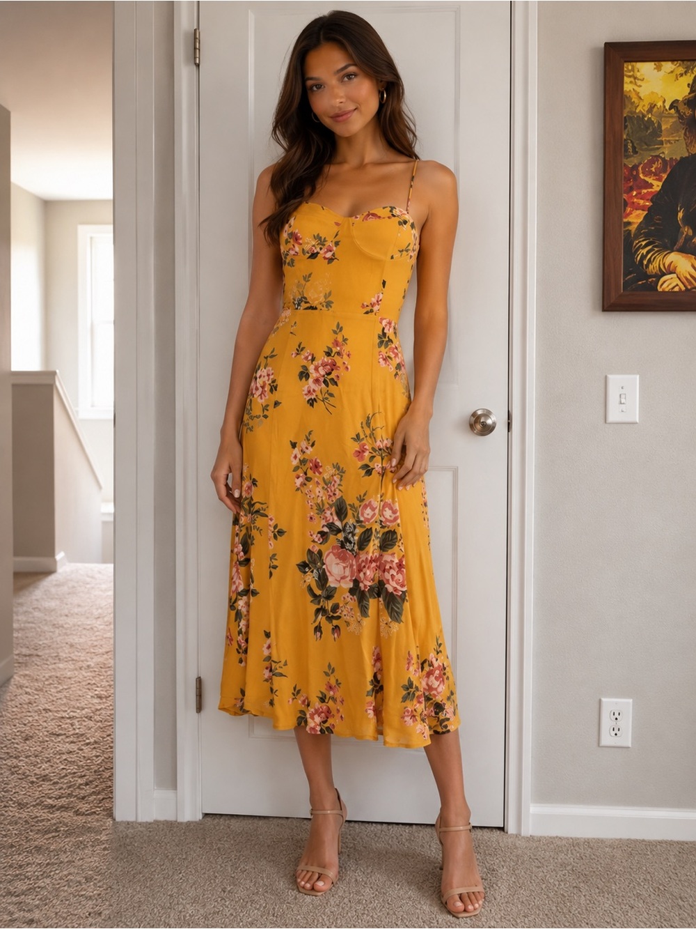 Beautiful floral chiffon dress. ❤️ like new. - C